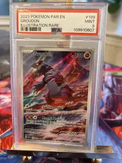 Pokemon Groudon 2023 Par En-Paradox Rift #199 Illustration Rare PSA 9 - Image 1