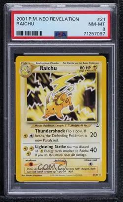 Raichu Pokemon Neo Revelation PSA 8 2001 - Image 1