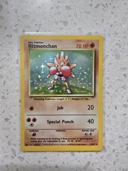 1999 Pokemon Base Set Hitmonchan 7/102 Holo Rare WOTC Vintage LP - Image 1