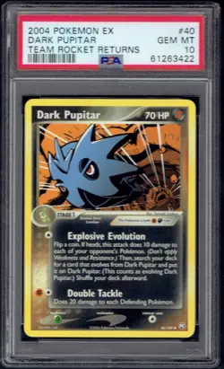2004 Pokemon Dark Pupitar 40/109 PSA 10 (Team Rocket Returns) - Image 1