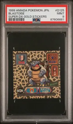 19999 JAPANESE POKEMON BLASTOISE AMADA SUPER DX GOLD STICKER PSA 9 - Image 1