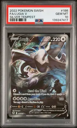 2022 POKEMON SWORD & SHIELD SILVER TEMPEST #186 FULL ART/LUGIA V PSA 10 - Image 1