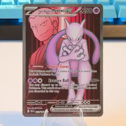Team Rocket’s Mewtwo ex 213/182 Ultra Rare Destined Rivals Pokemon Card - Image 1