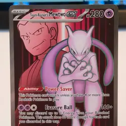 Team Rocket’s Mewtwo ex 213/182 Ultra Rare Destined Rivals Pokemon Card - Image 2