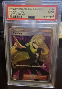 TCG Cynthia Full Art Ultra Prism Trainer Card 148/156 Rare Holo PSA 9 - Image 1