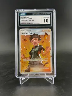 2019 Pokemon Sun & moon Team Up #172 FA Brock's Grit CGC 10 Gem Mint - Image 1