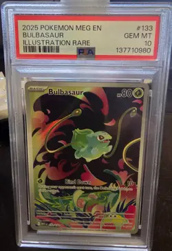 2025 POKEMON MEG EN-MEGA EVOLUTION ILLUSTRATION RARE #133 BULBASAUR PSA 10 - Image 1