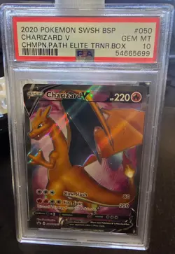 2020 POKEMON SWSH BSP CHARIZARD V CHAMPIONS PATH ELITE TRAINER BOX #50 PSA 10 - Image 1