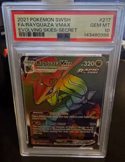 Rayquaza VMAX 217/203 PSA 10 GEM MINT Rainbow Secret Rare Evolving Skies Pokemon - Image 1