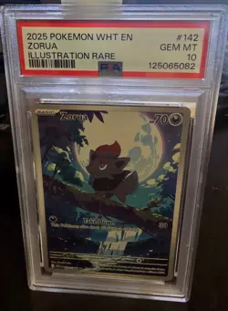 2025 POKEMON WHT EN-WHITE FLARE ILLUSTRATION RARE #142 ZORUA PSA 10 - Image 1