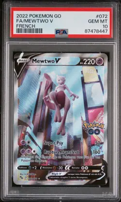 Carte Pokemon Mewtwo V 072/078 PSA 10 POGO Pokemon Go Epee Bouclier FR - Image 1