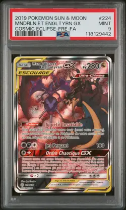 Carte Pokemon Mandrillon et Engloutyran GX 224/236 PSA 9 Eclipse Cosmique FRAA - Image 1