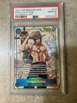 Bandai Portgas D. Ace OP13-119 Carrying on His Will Alt Art Foil PSA 10 - Image 1