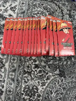One Piece Tcg Op-13 Carrying On His Will Lot Of 17 Sleeved Booster Packs - Image 1