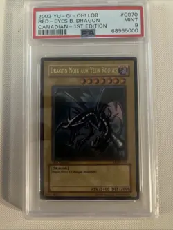 YUGIOH PSA 9 2003 Red-Eyes B. Dragon LOB-070 1st Edition POP 3 Canadien - Image 1