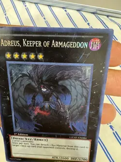 Yugioh Adreus, Keeper Of Armageddon GENF-EN086 Secret Rare 1st Ed HP See flaws - Image 3