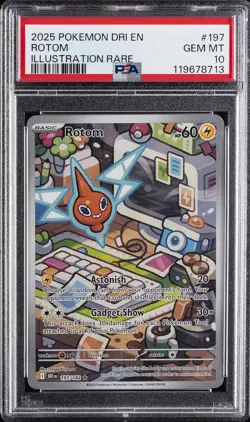 2025 POKEMON DRI EN-DESTINED RIVALS ILLUSTRATION RARE #197 ROTOM PSA 10 - Image 1