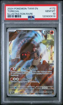 2024 POKEMON TWM EN-TWILIGHT MASQUERADE ILLUSTRATION RARE #172 TORKOAL PSA 10 - Image 1