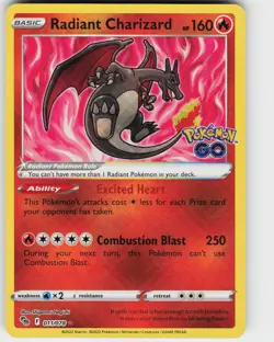 Radiant Charizard 011/078 Pokemon GO Radiant Rare - Image 1