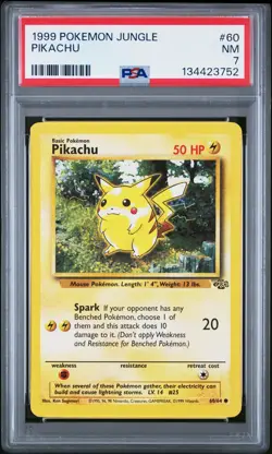 1999 Pokemon Jungle #60 Pikachu PSA 7 - Image 1