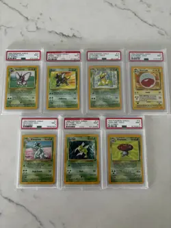 7 Card Lot / PSA 9 Jungle No Symbol Error Cards / Scyther - Pinsir - Etc. - Image 1