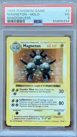 Pokemon Magneton Shadowless PSA 3 VG 1999 Base Set Holo Rare Card #9 - Image 1