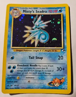 Pokemon Card - TCG Misty's Seadra Holo Promo Pre-Release Card #9/132 - Image 3