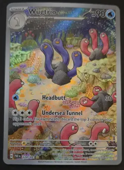 Wugtrio - 224/091 Illustration Rare Holo SV: Paldean Fates NM Pokemon - Image 1
