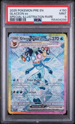 PSA 9 2025 Pokemon Prismatic Evolutions Glaceon ex #150/131 - Image 1