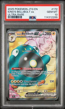 2025 POKEMON JTG EN-JOURNEY TOGETHER ULTRA RARE #172 IONO'S BELLIBOLT EX PSA 10 - Image 1