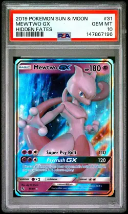 PSA 10 Mewtwo GX Hidden Fates #31 Sun and Moon Pokemon 2019 - Image 1