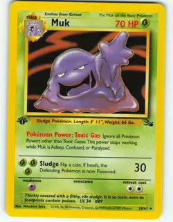 Muk - 1st Edition - 28/62 Fossil Set - Pokemon TCG - 1999 - Image 1
