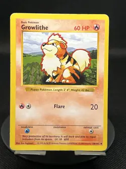 Pokemon TCG Growlithe 28/102 Set Shadowless Regular HP - Image 1
