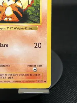 Pokemon TCG Growlithe 28/102 Set Shadowless Regular HP - Image 4