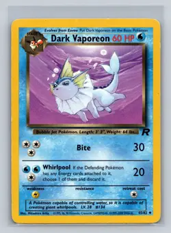 Pokemon TCG Dark Vaporeon 45/82 Team Rocket LP/MP - Image 1