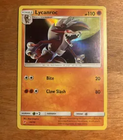 2017 Pokemon Lycanroc 30/30 Holo Foil Sun & Moon Trainer Kit TCG Promo NM/M - Image 1