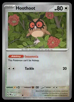 Pokemon Cards Hoothoot (Poke Ball) 077/131 Prismatic Evolutions NM - Image 1