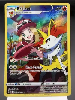 Braixen TG01/TG30 - Holo Rare - Silver Tempest Pokemon Card NM - Image 1