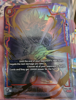 Bandai Dragon Ball Super Son Goku FB04-129 Secret Rare Holo Trading Card - Image 1