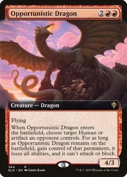 Opportunistic Dragon - Foil Extended Art ELD NM MTG - Image 1