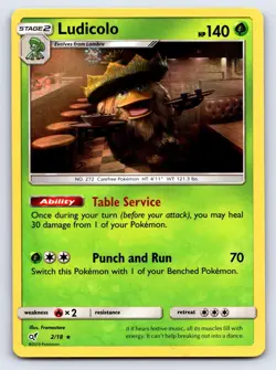 Ludicolo 2/18 Rare Detective Pikachu Pokemon Holo Lightly Played - Image 1