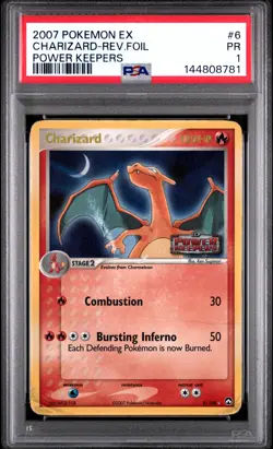 2007 POKEMON EX POWER KEEPERS #6 CHARIZARD-REVERSE FOIL PSA 1 - Image 1