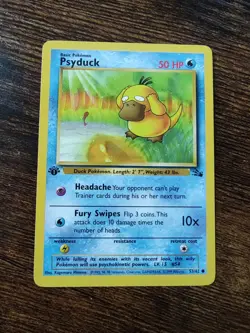 Pokemon Fossil 1st Edition Psyduck 53/62 Non Holo LP- - Image 1