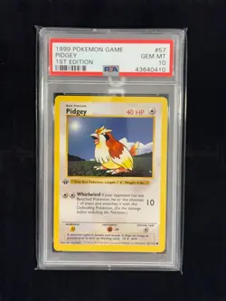 1999 Pidgey 1st Edition #57 PSA 10 GEM MINT Base Set Shadowless Pokemon - Image 1