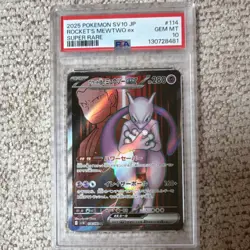 Pokemon TCG Team Rocket's Mewtwo ex 114/098 SV10 Super Rare PSA 10 Japanese - Image 1