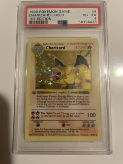 Pokemon Charizard Base Set Shadowless 1st Edition Holo Rare #4 PSA 4 Thick Stamp - Image 1