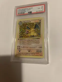 Pokemon Charizard Base Set Shadowless 1st Edition Holo Rare #4 PSA 4 Thick Stamp - Image 3