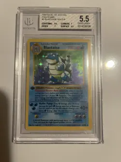 Pokemon Blastoise Base Set Shadowless 1st Edition Holo Rare #2 BGS 5.5 - Image 1