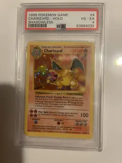 CHARIZARD POKEMON 4/102 1999 BASE SET SHADOWLESS HOLO ENGLISH PSA 4 - Image 1