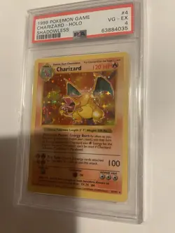 CHARIZARD POKEMON 4/102 1999 BASE SET SHADOWLESS HOLO ENGLISH PSA 4 - Image 2